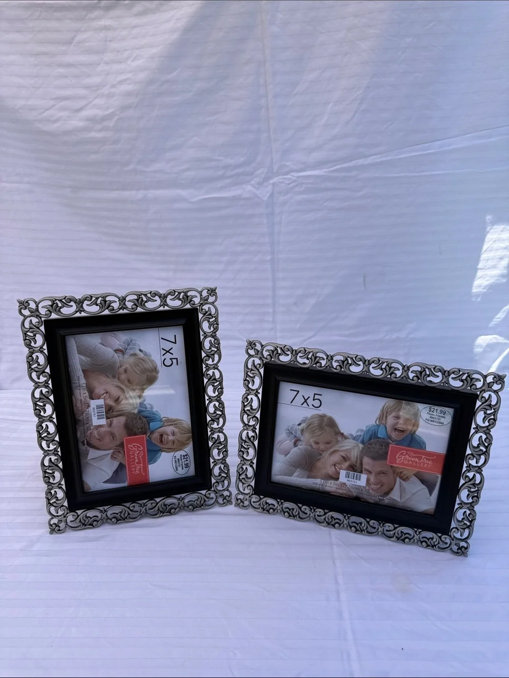 Generic Ornate 7x5 Black and Silver Picture Frame - Set of 2